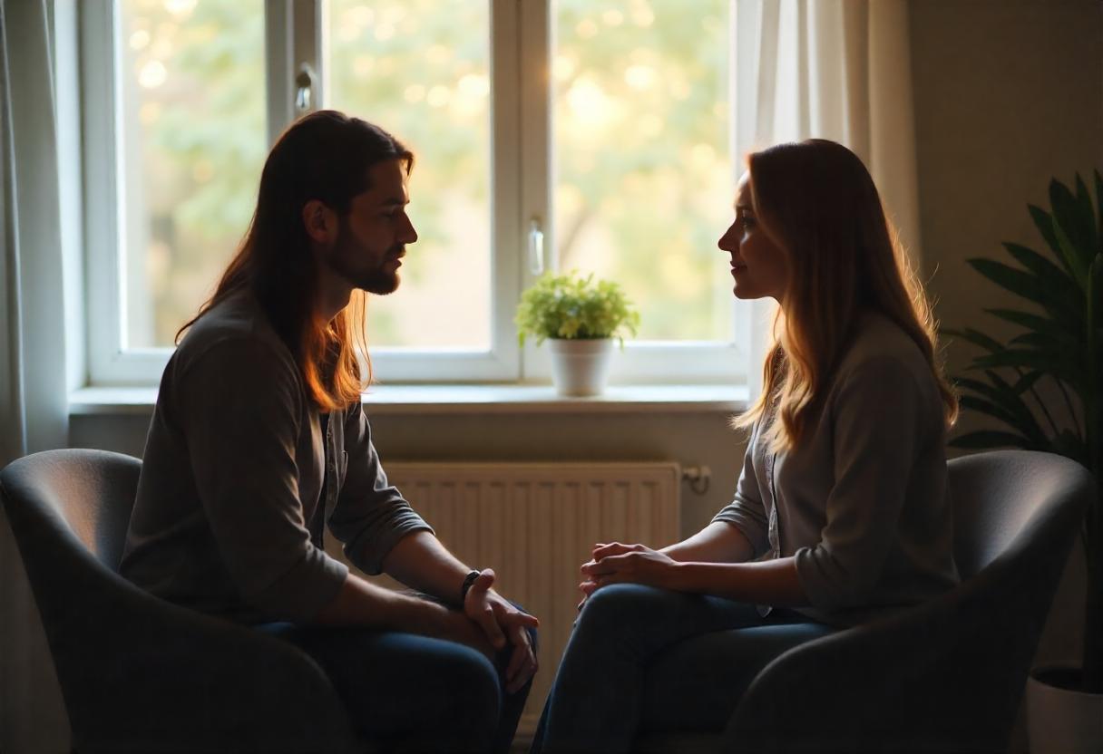 Couple attending a virtual counseling session for mental health